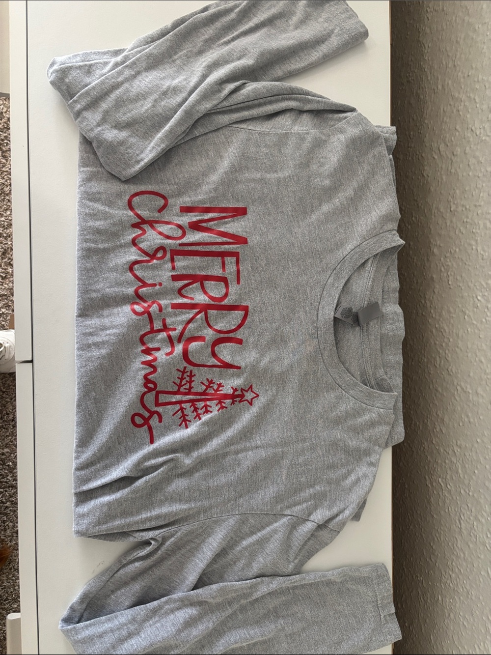 Gray 'Merry Christmas' Holiday Shirt with Red Script